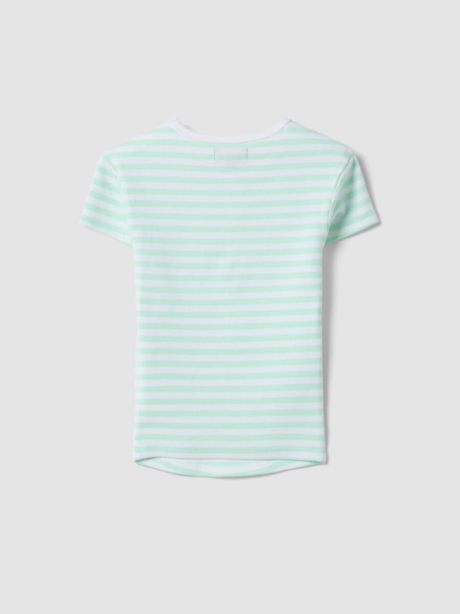 T-shirt fitted in cotone elasticizzato da ragazza a righe multicolor_1