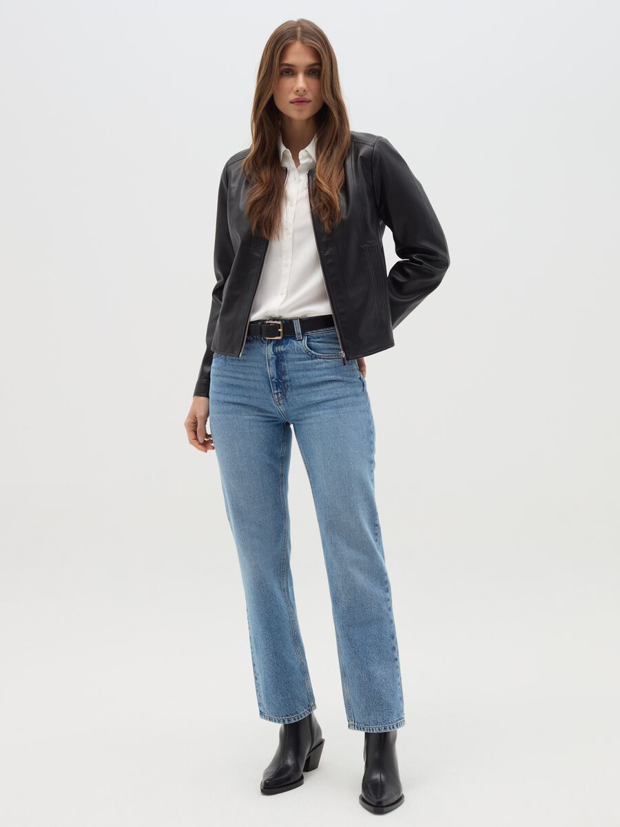 Short full-zip biker jacket_1
