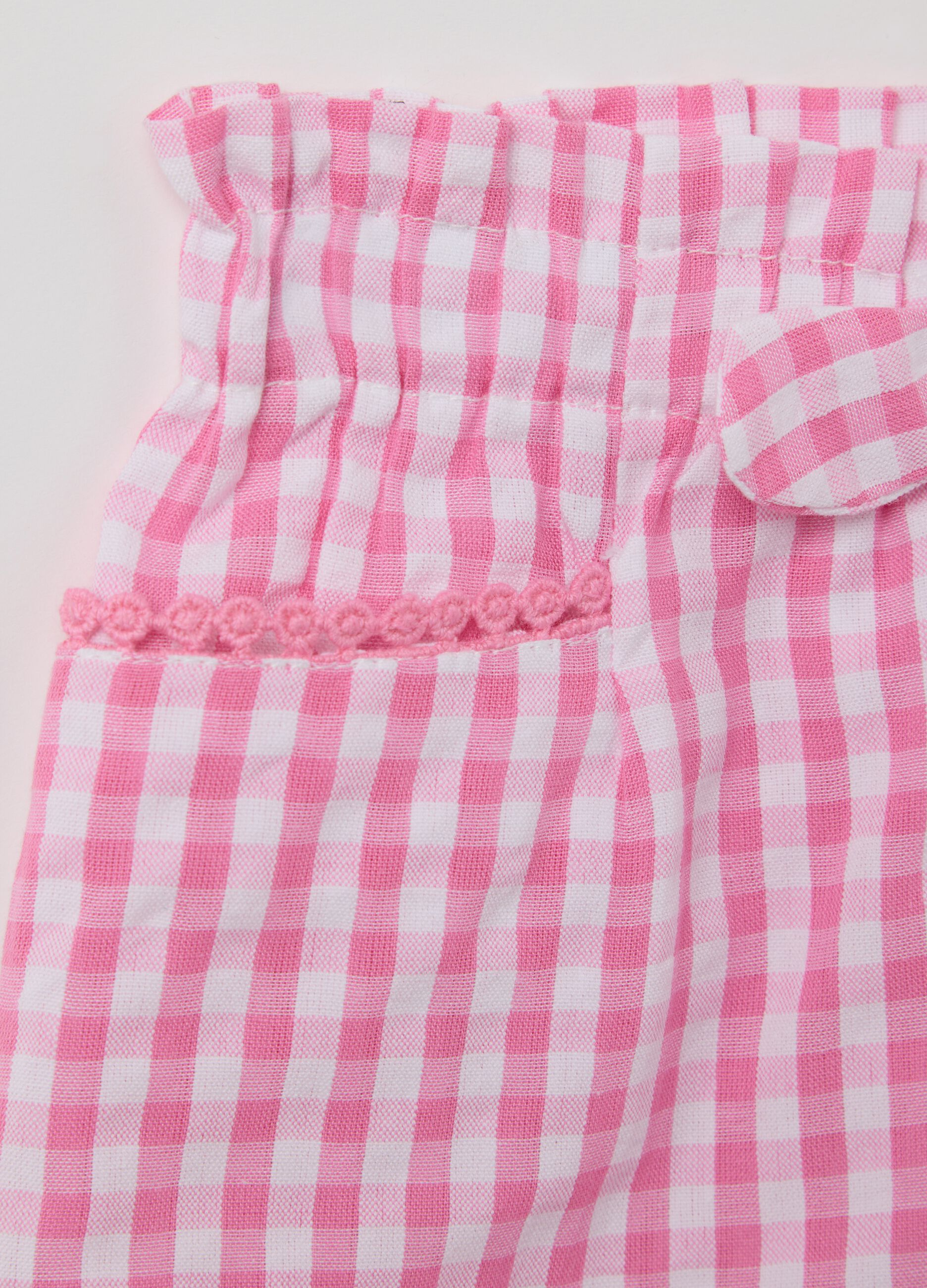 Pink Checkered Shorts with Bow