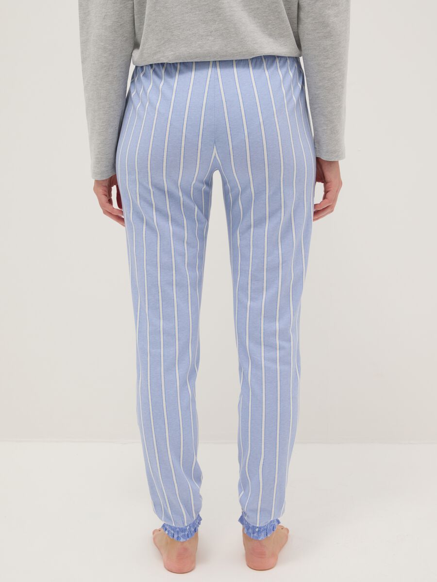 Multicolour striped pyjama trousers in pure cotton regular fit_2