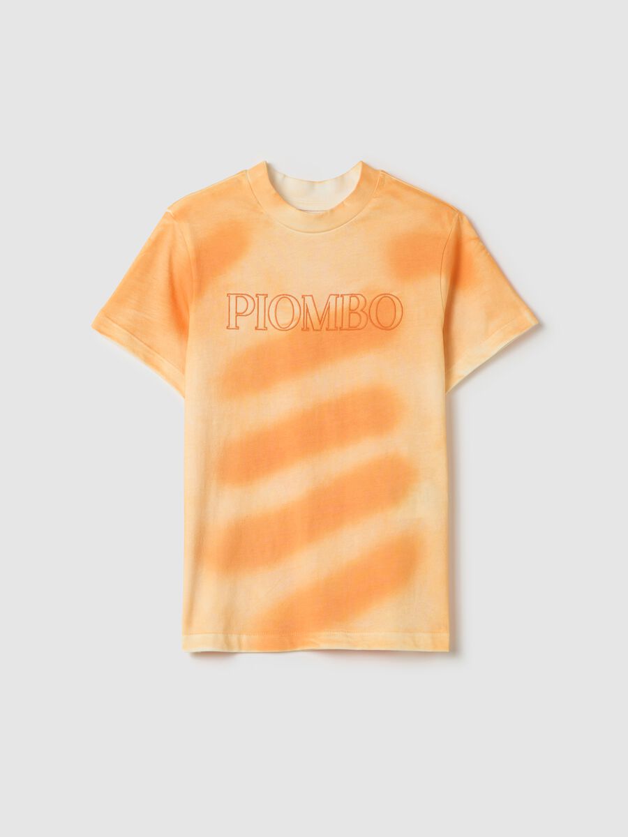 Orange Tie-Dye Patterned T-Shirt by Piombo_3