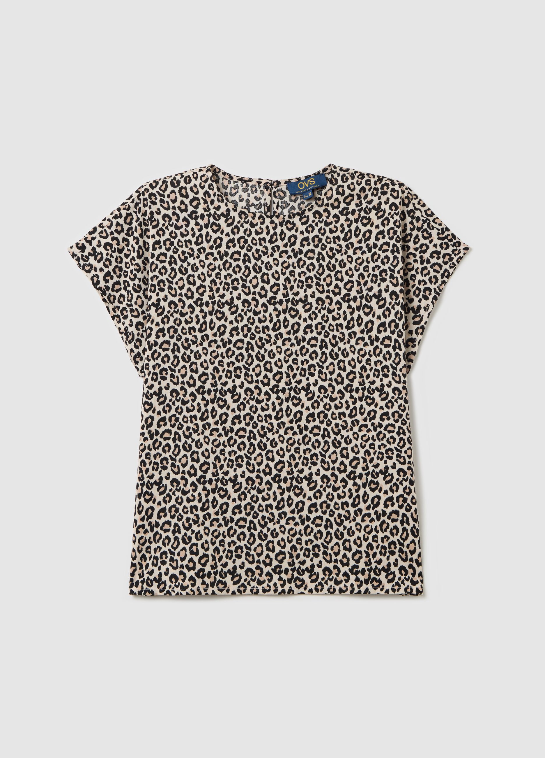 Blusa beige a maniche corte in viscosa