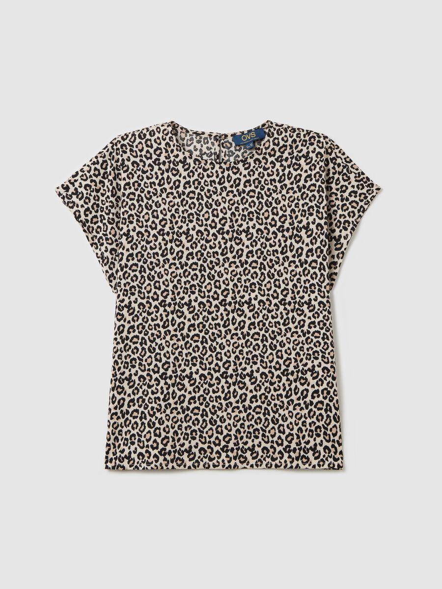 Short-sleeved beige shirt in viscose_4