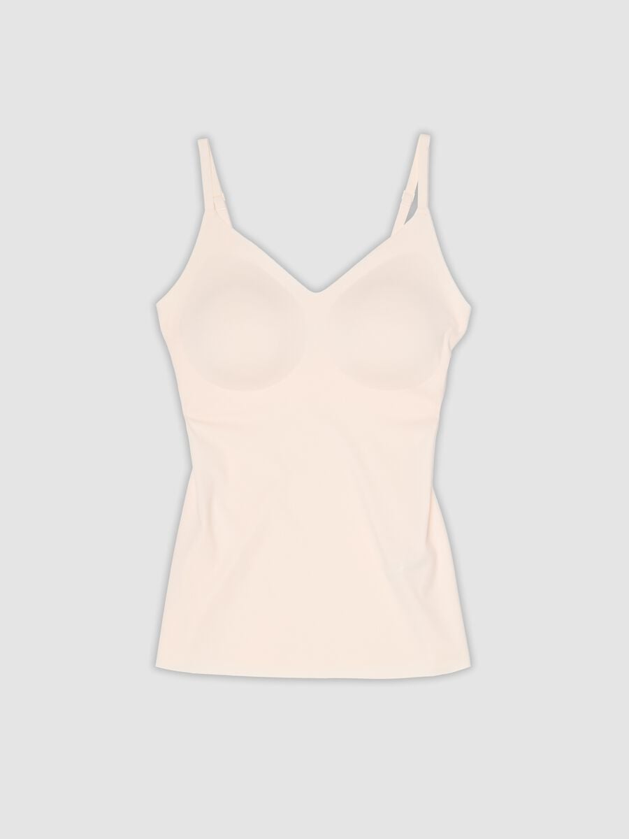 Pink stretch V-neck camisole_0