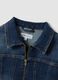 Blue slim-fit jacket in stretch cotton denim with zip_5