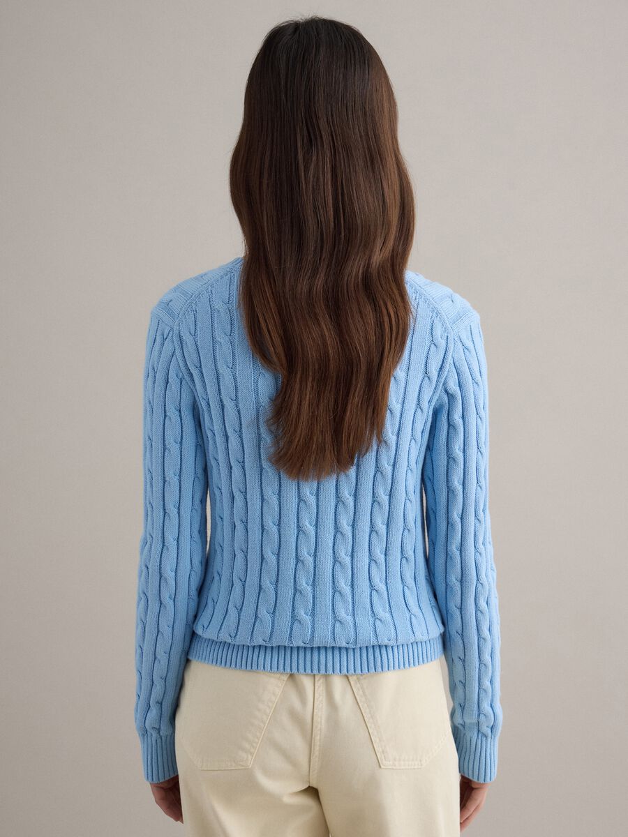 Azure cotton pullover in regular fit with cable knit design_3