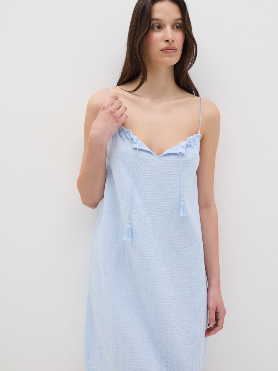 Light blue pure cotton women's shirt_2