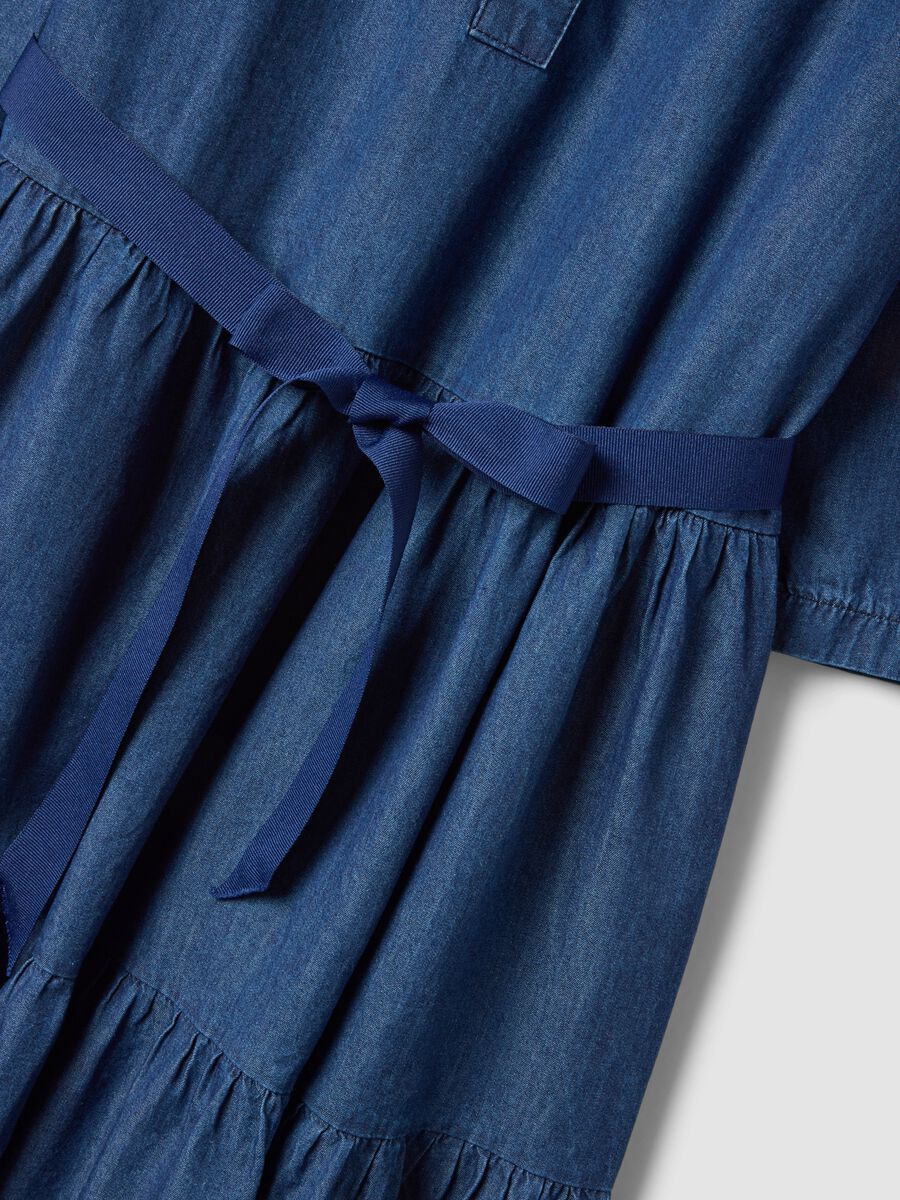 Blue stretch-cotton shirt dress with belt, regular fit_1