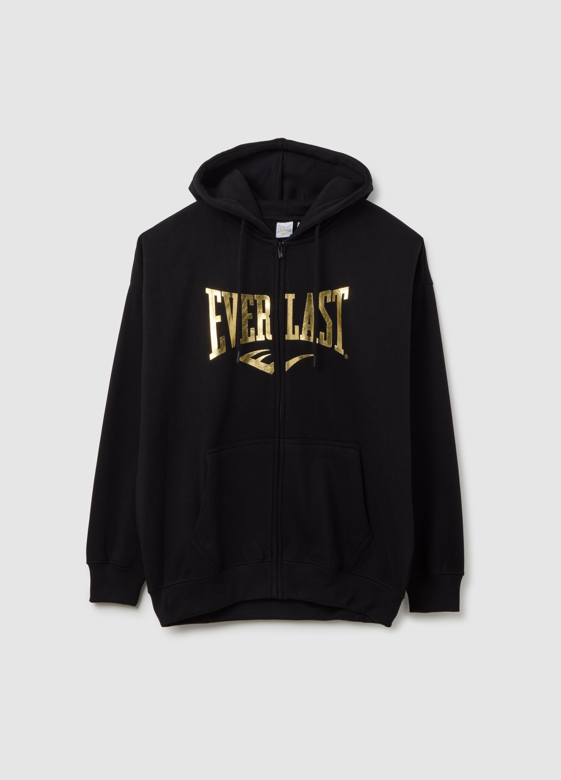 Felpa in misto cotone nera regular fit con logo