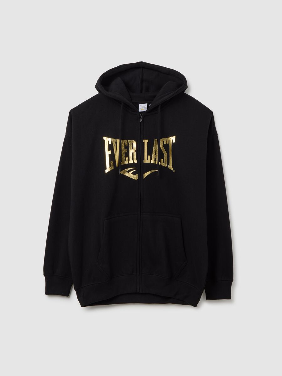 Felpa in misto cotone nera regular fit con logo_0