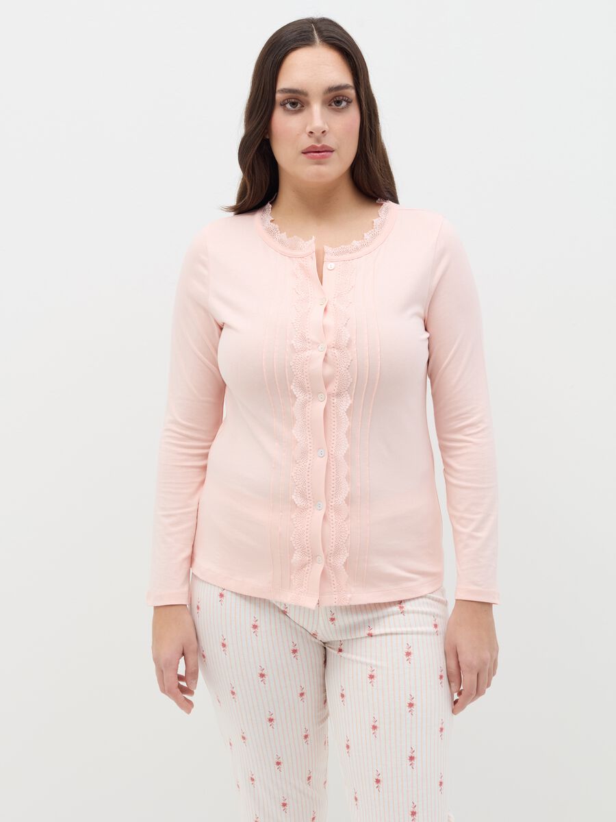 Full-length pyjamas with granddad neckline top_1