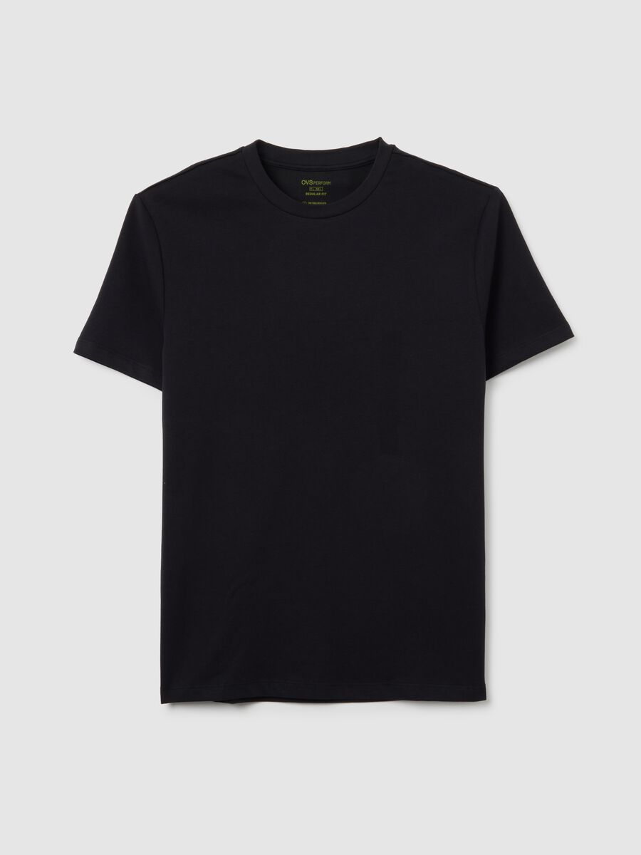 Black cotton blend regular fit T-shirt_4