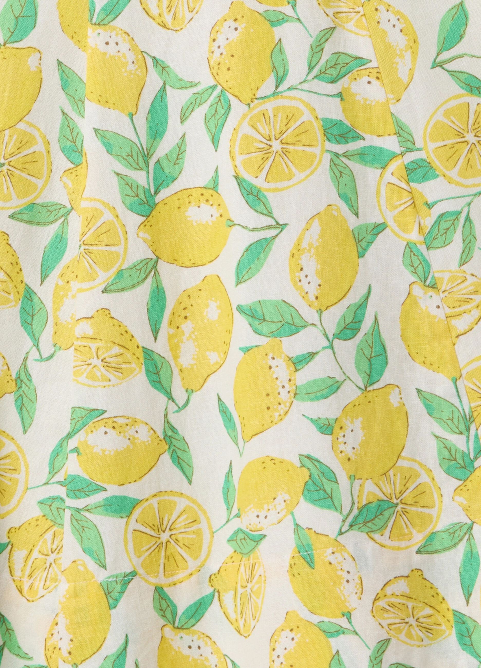 Short multicoloured dress with lemons pattern