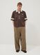 Brown pure cotton polo shirt with classic collar_1