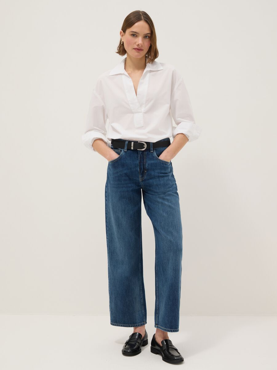 White pure cotton regular fit shirt without buttons_1