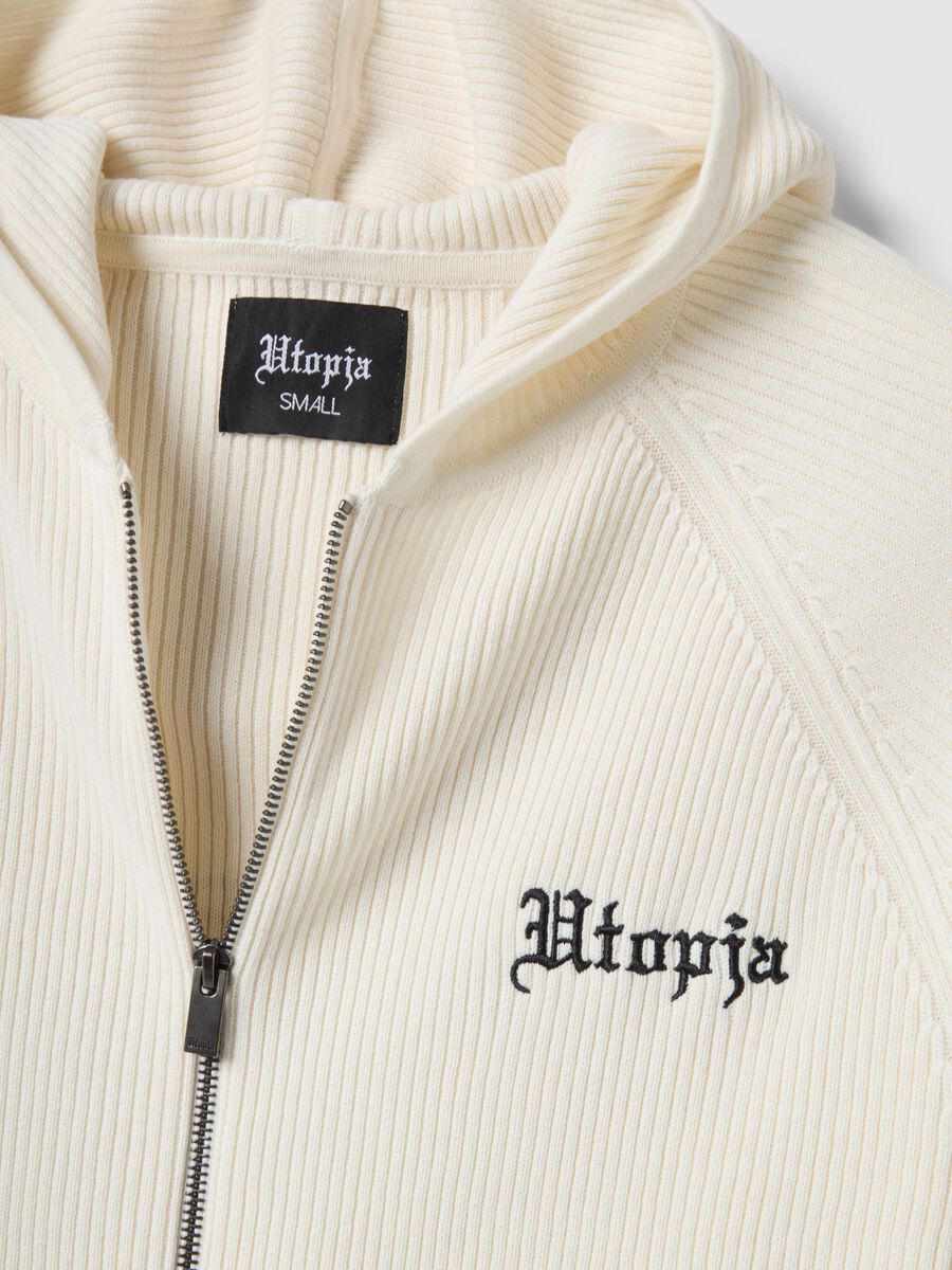 White Ribbed Knit Hoodie_6