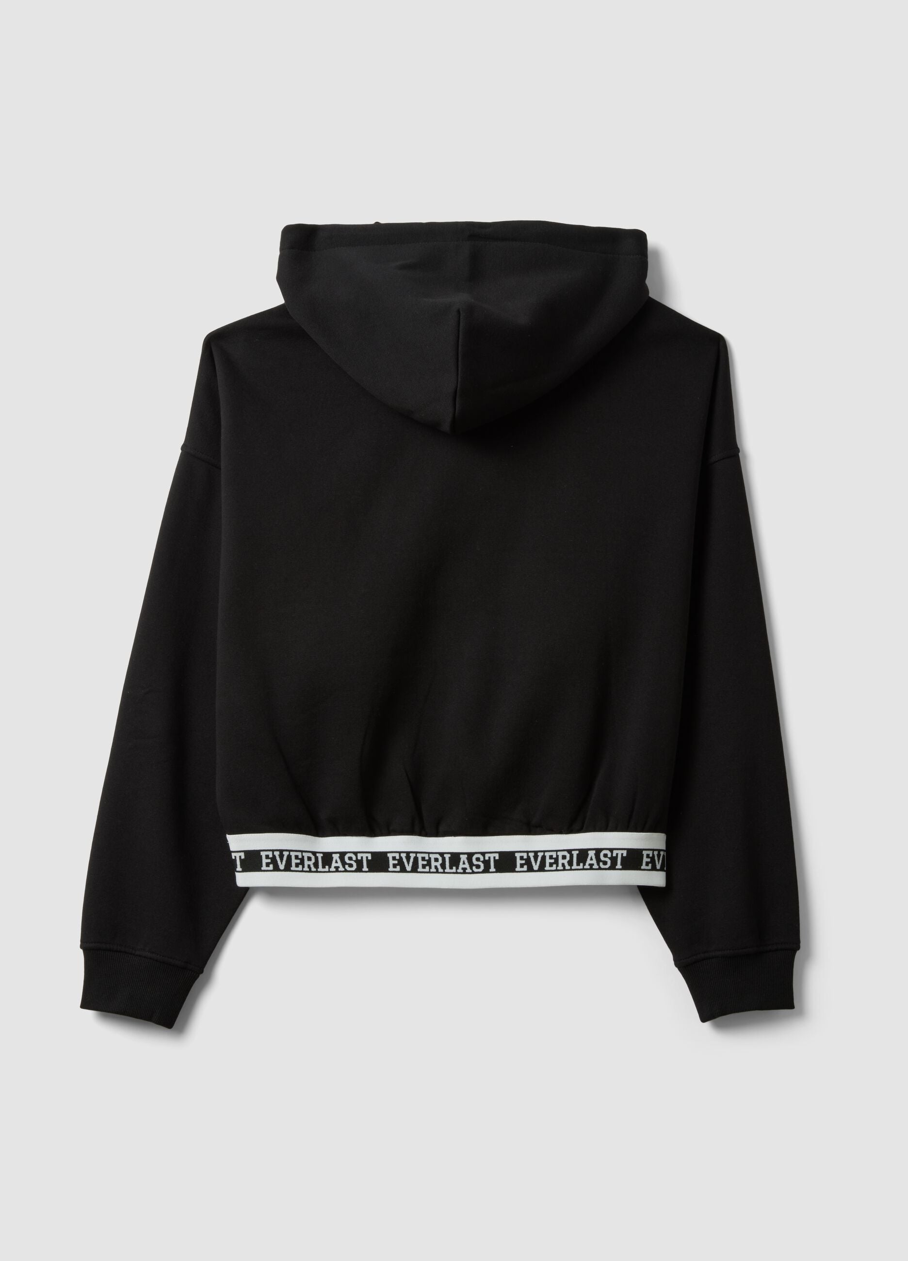 Black cotton-blend hooded sweatshirt