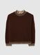 Brown High Neck Sweater with Contrasting Edges_4
