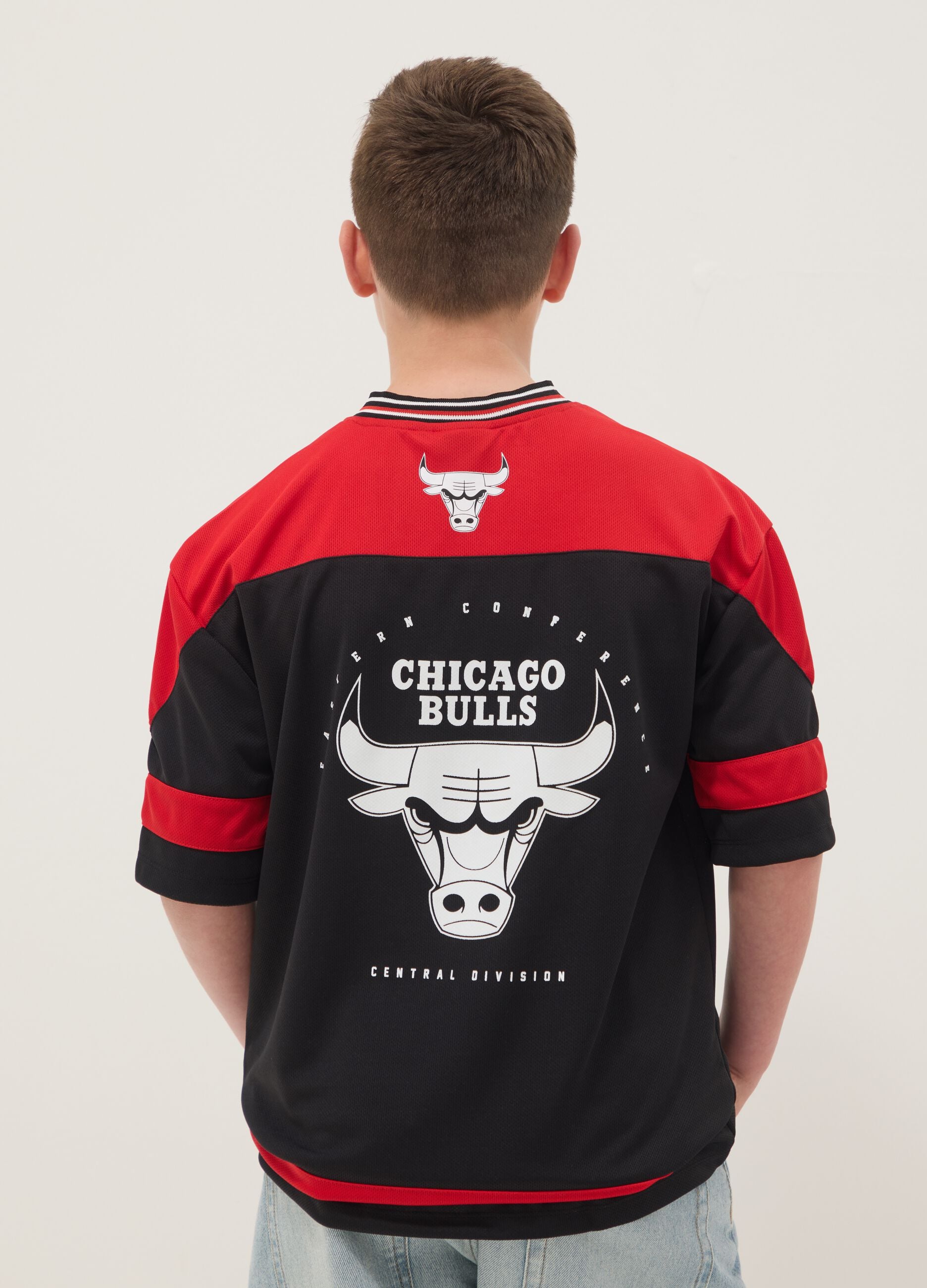 Multicolour pure cotton T-shirt with Chicago Bulls logo for kids