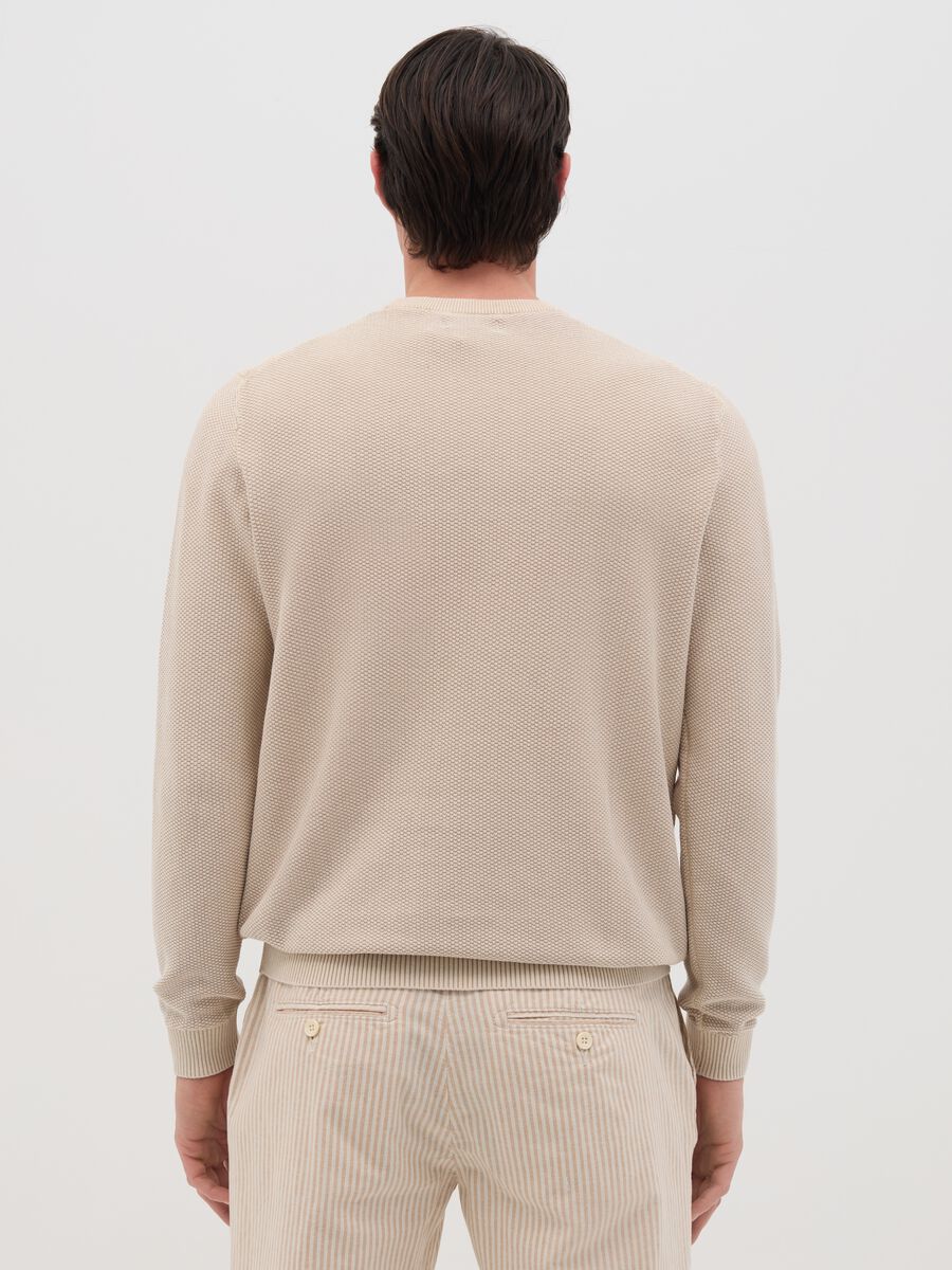 Beige Cotton Crew Neck Jumper_3