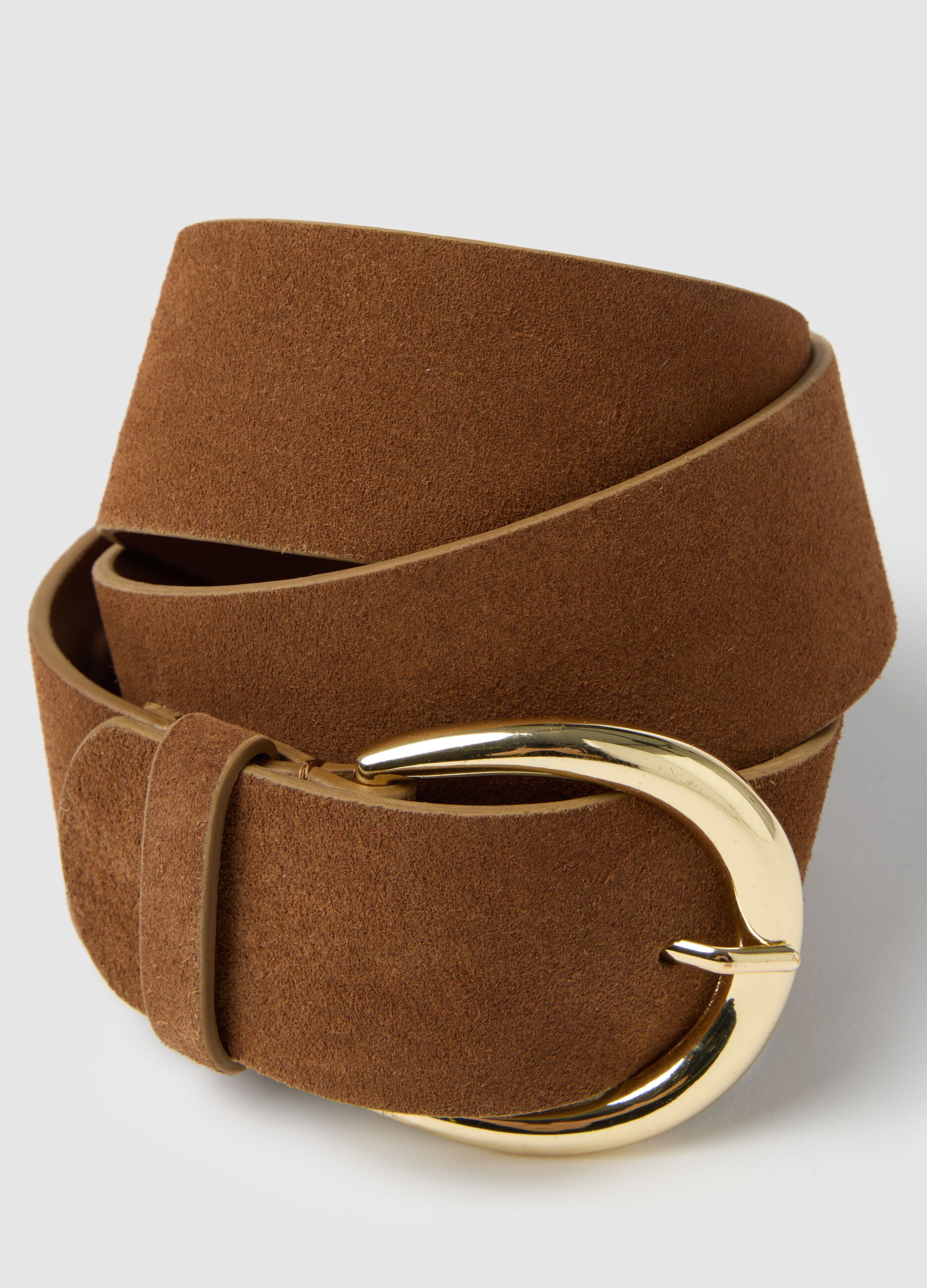 Cintura da donna in vera pelle marrone