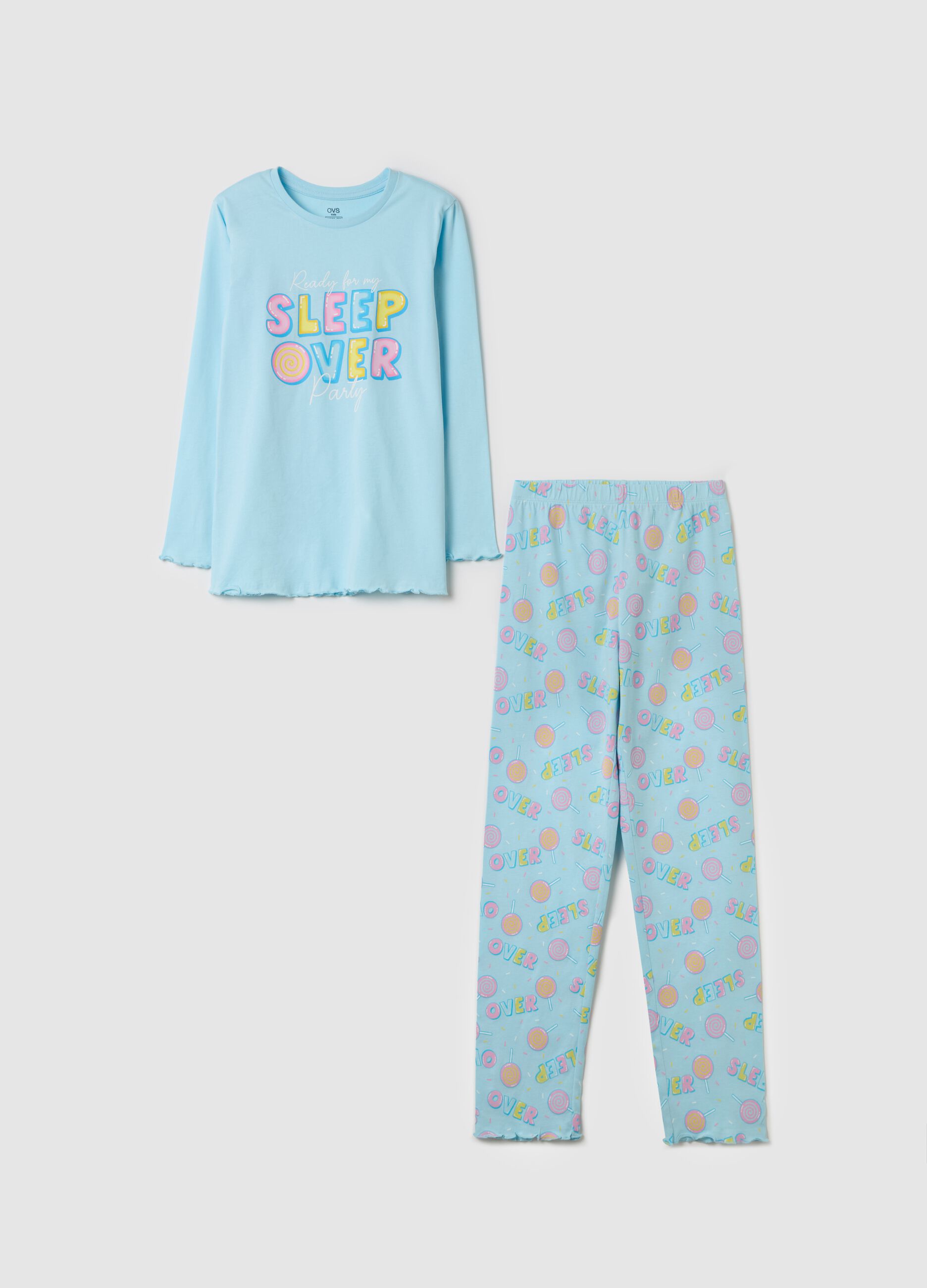 Pigiama in cotone bio "Ready for my sleep over party"
