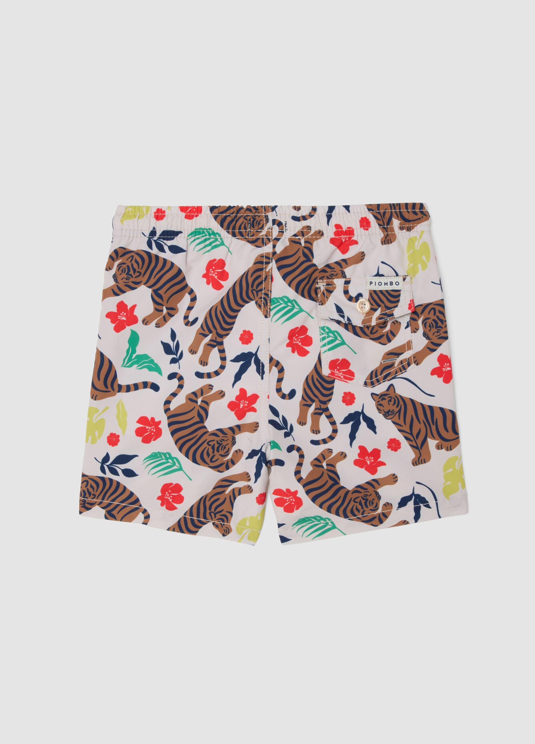 Multicolour boys&rsquo; swim shorts with tiger print