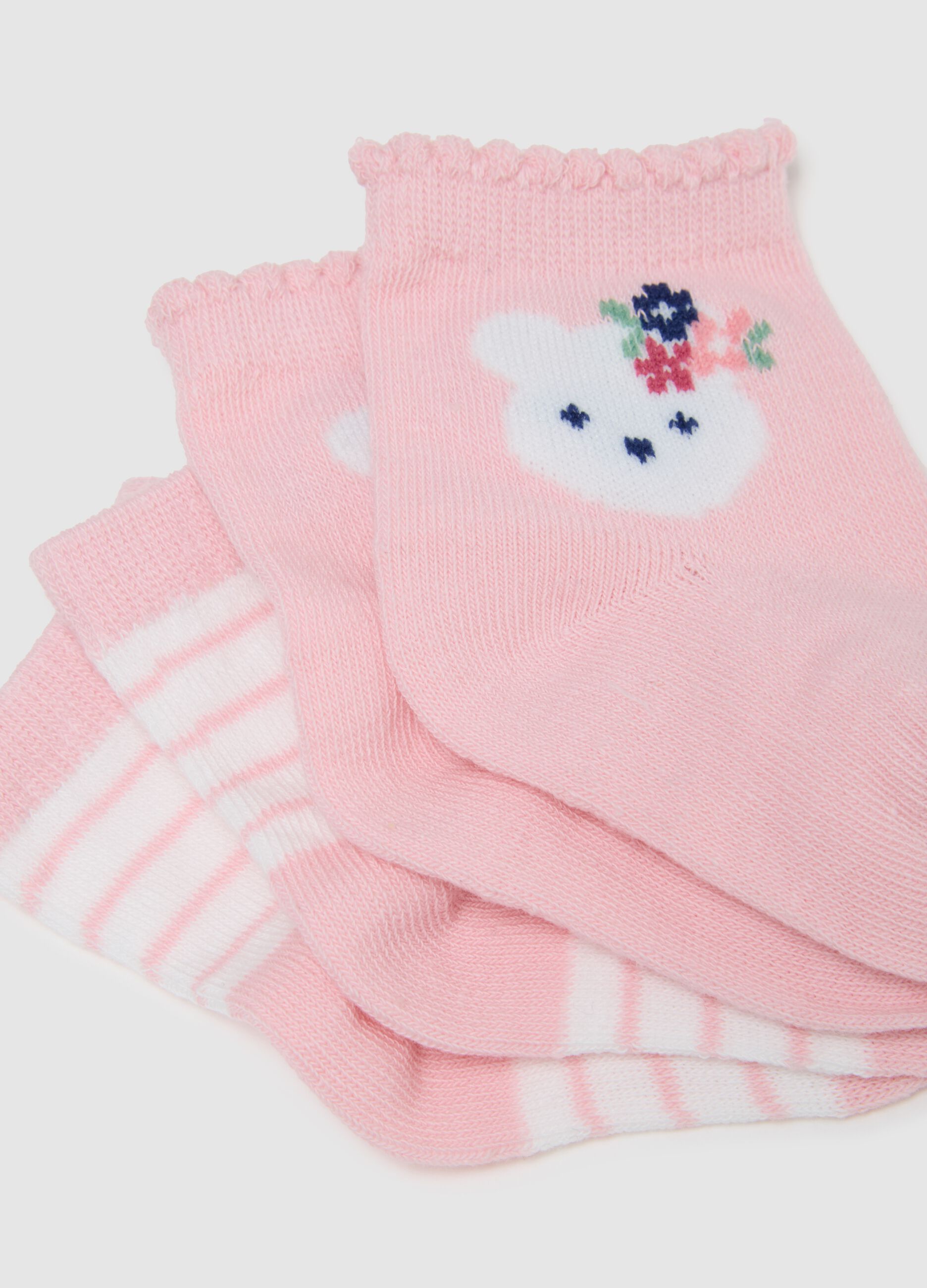 Girl's multicolour cotton stretch socks tripack set