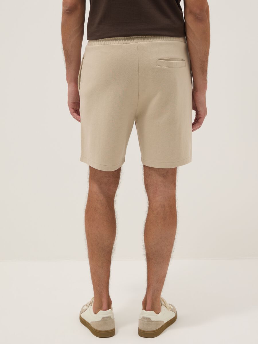 Shorts in misto cotone beige regular fit con coulisse_2