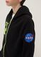 Black cotton blend hoodie for boys regular fit with NASA prints_2