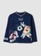 Blue long-sleeve pure cotton Looney Tunes print T-shirt for boys_0
