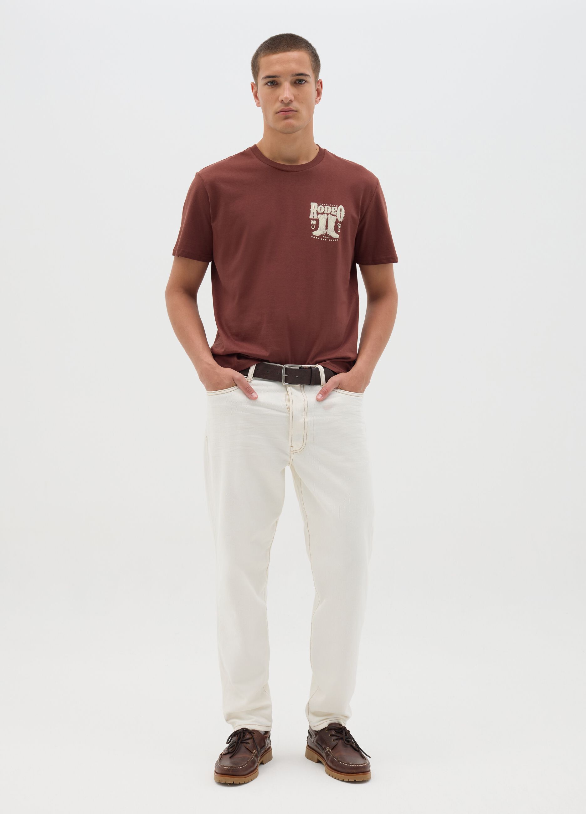 Brown Ovs Cotton Short Sleeve T-shirt