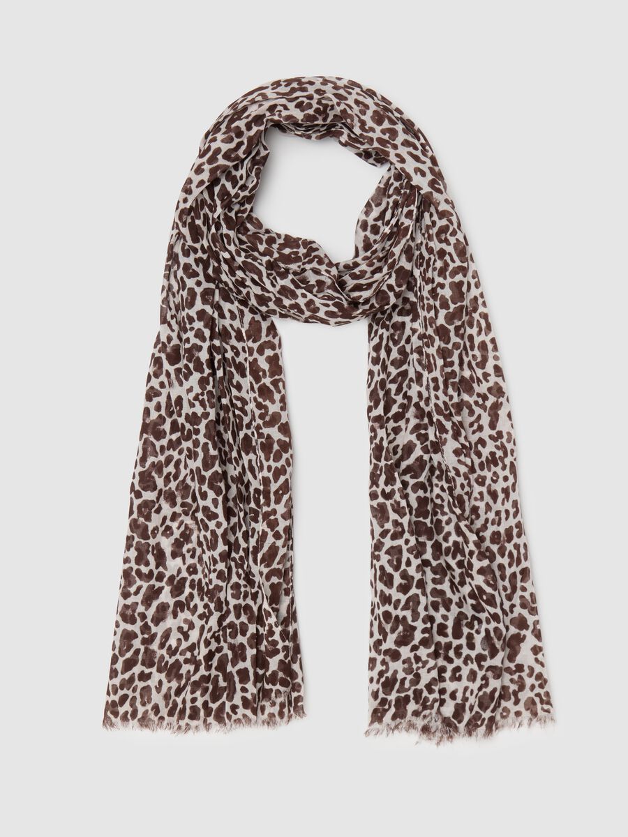 Fringed scarf in beige cotton_0