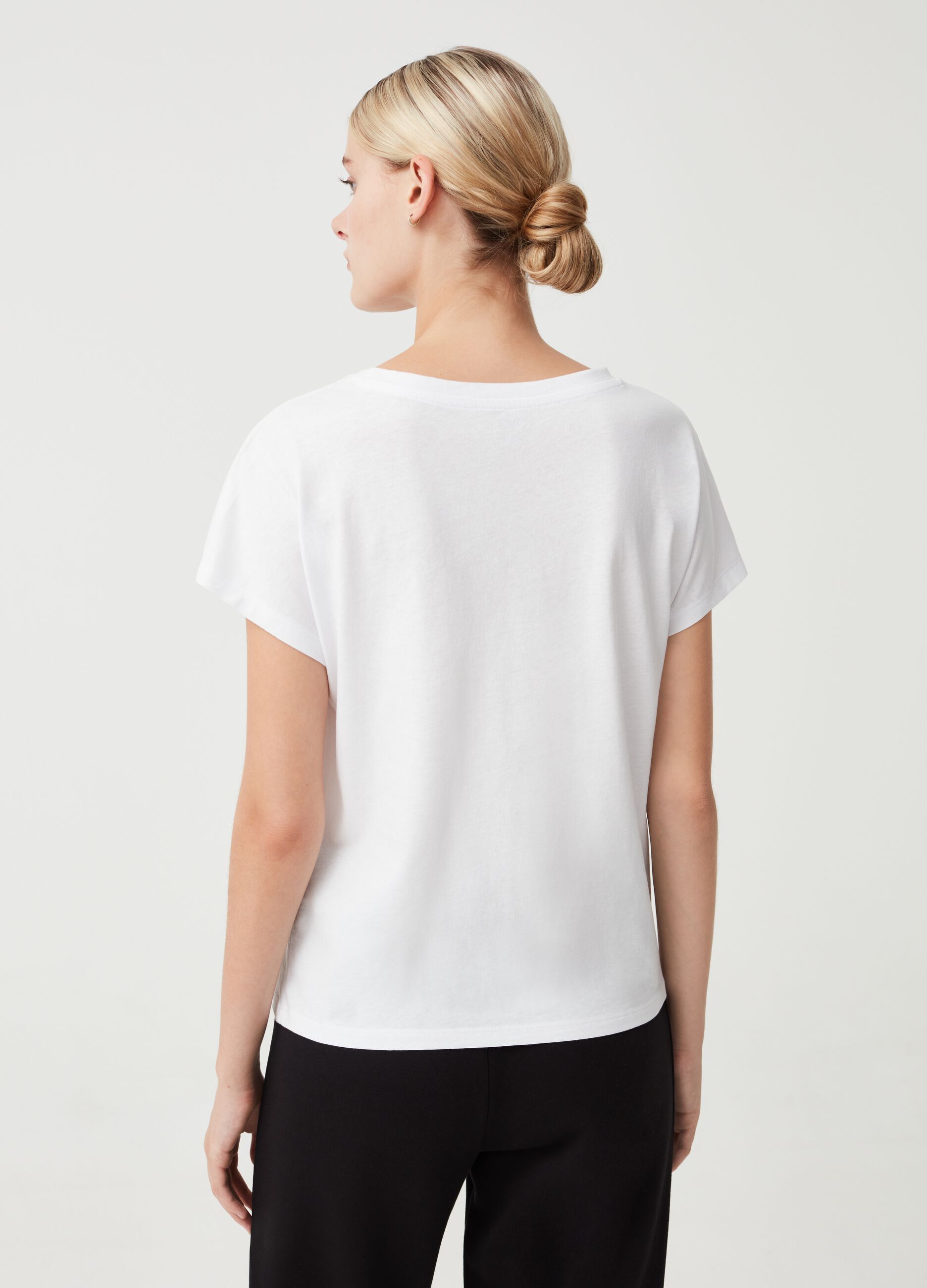T-shirt in cotone con maniche a kimono_2