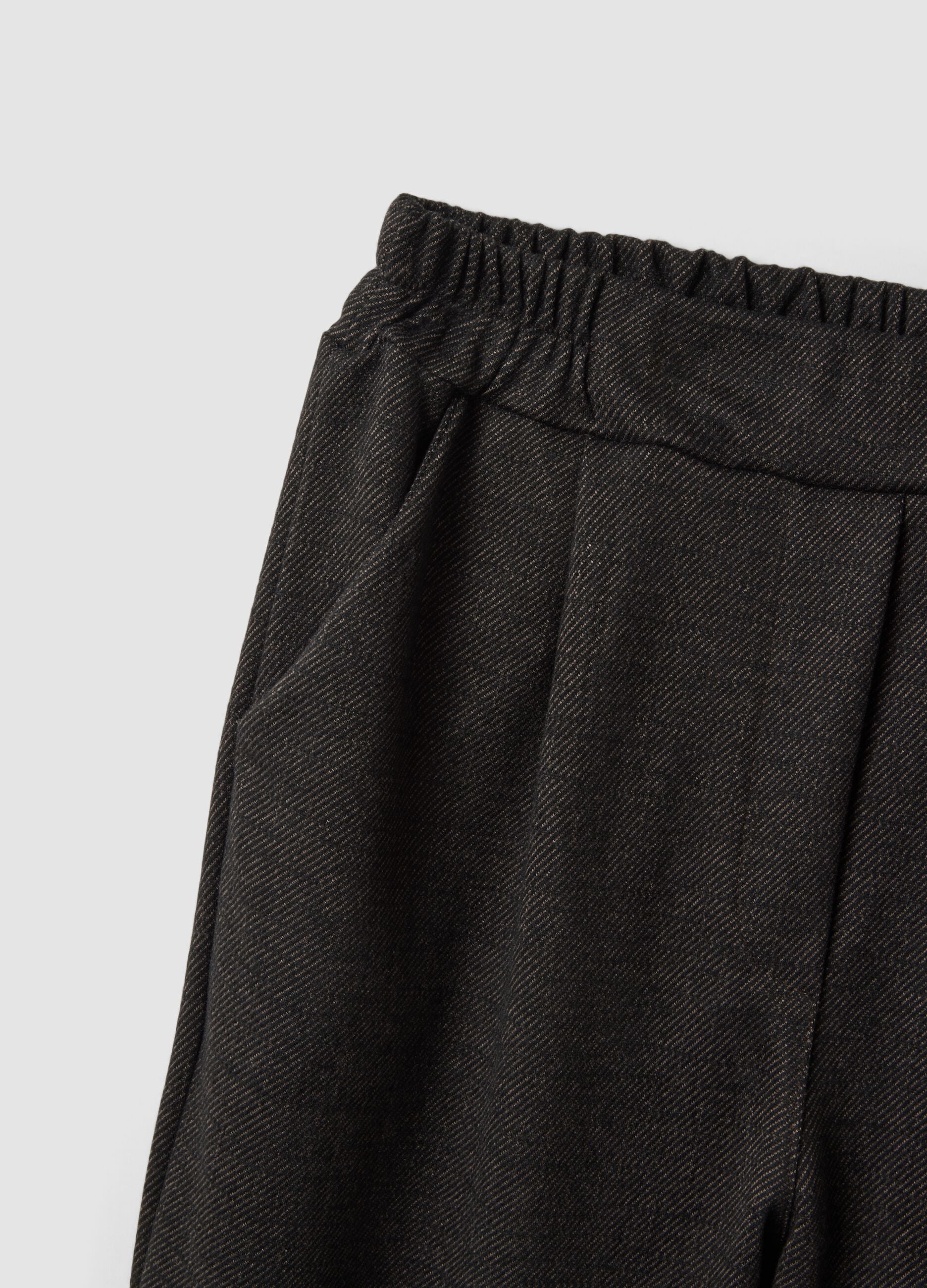 Brown regular-fit formal trousers in stretch viscose