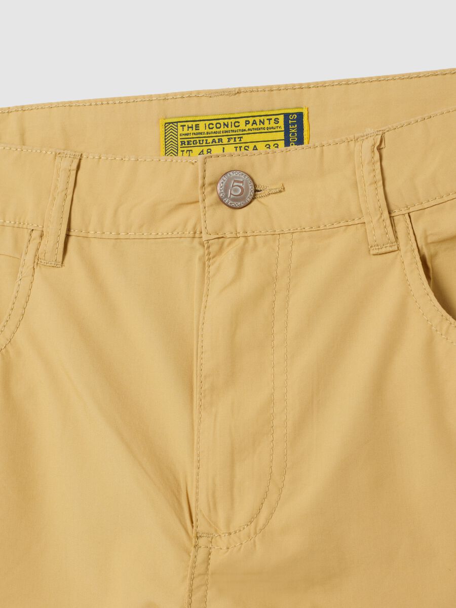 Men's yellow cotton regular fit shorts_1