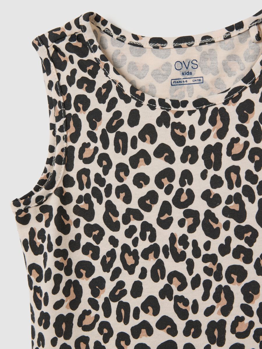 Girls' dress in pure cotton, multicolour leopard print, regular fit_2