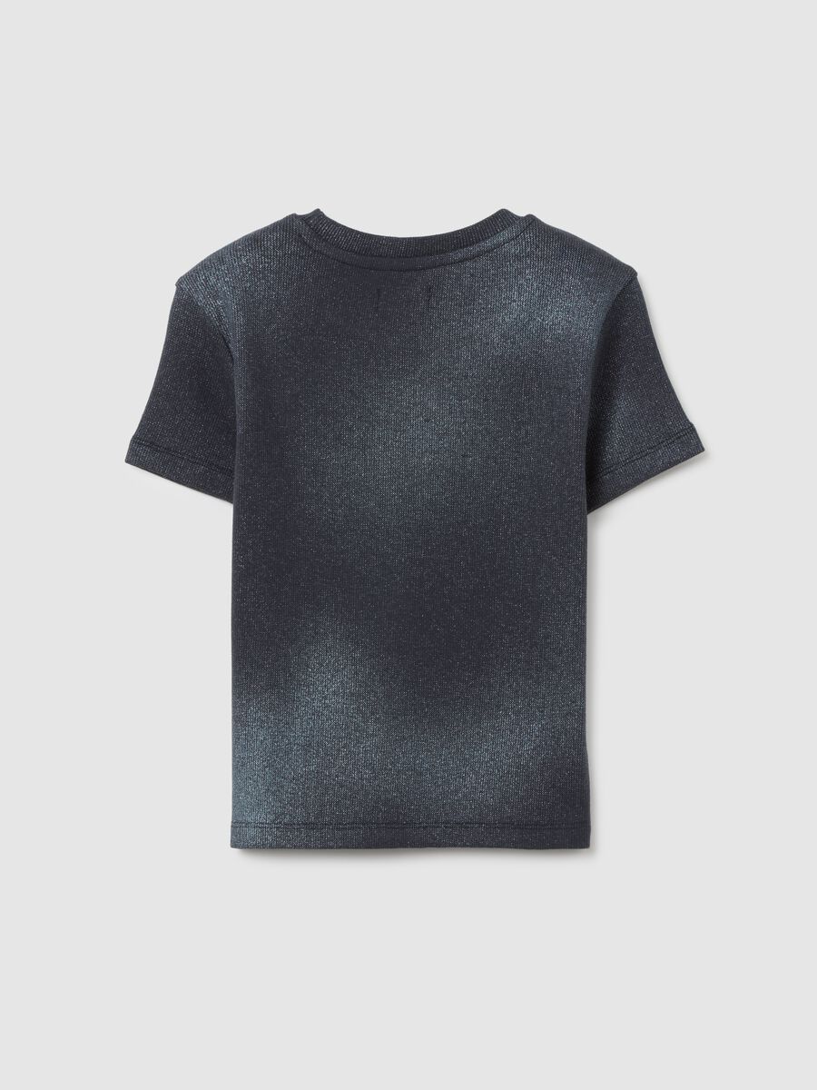 Girls' black stretch cotton T-shirt regular fit_4