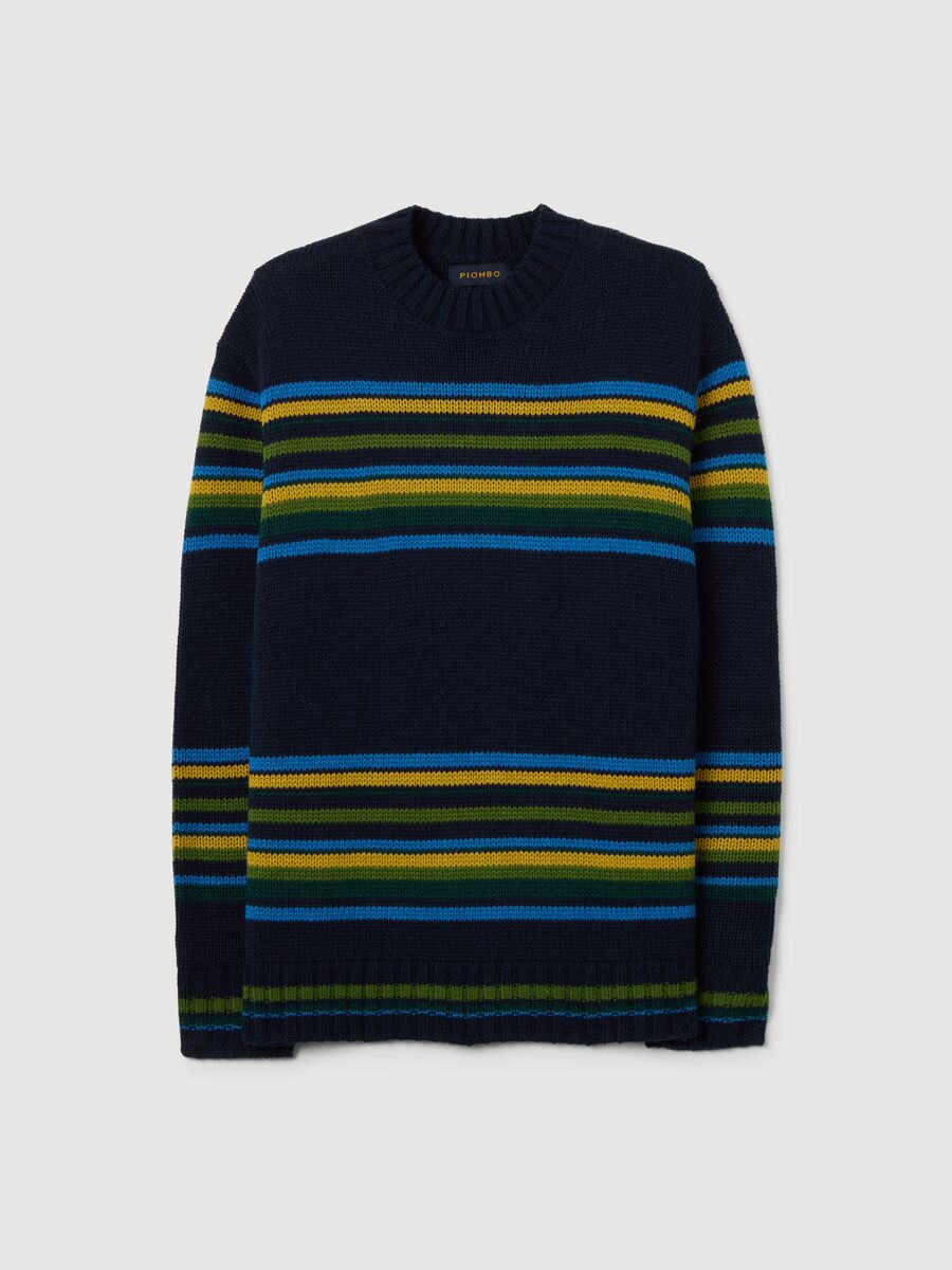 Pullover multicolor a righe in jacquard regular fit_0