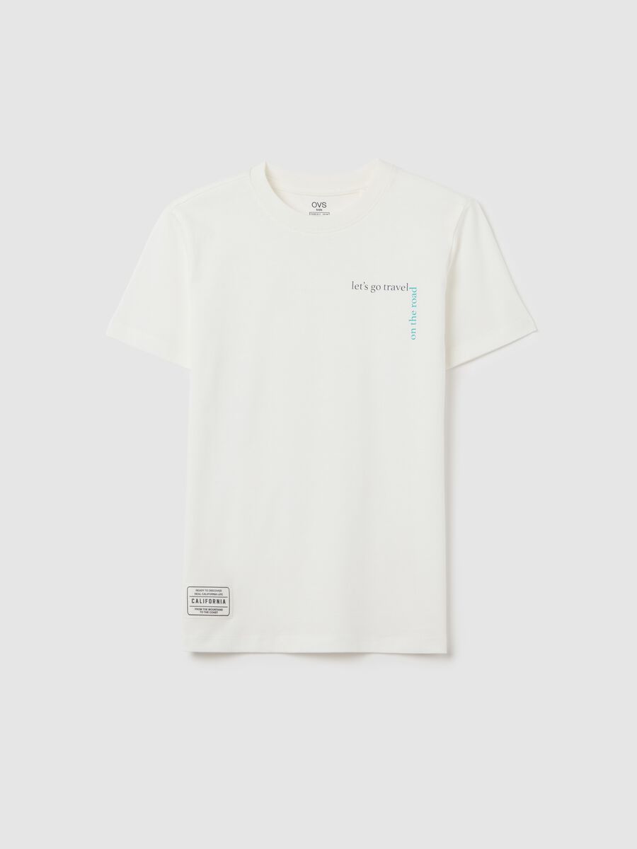 T-shirt da ragazzo in puro cotone bianca con girocollo_3