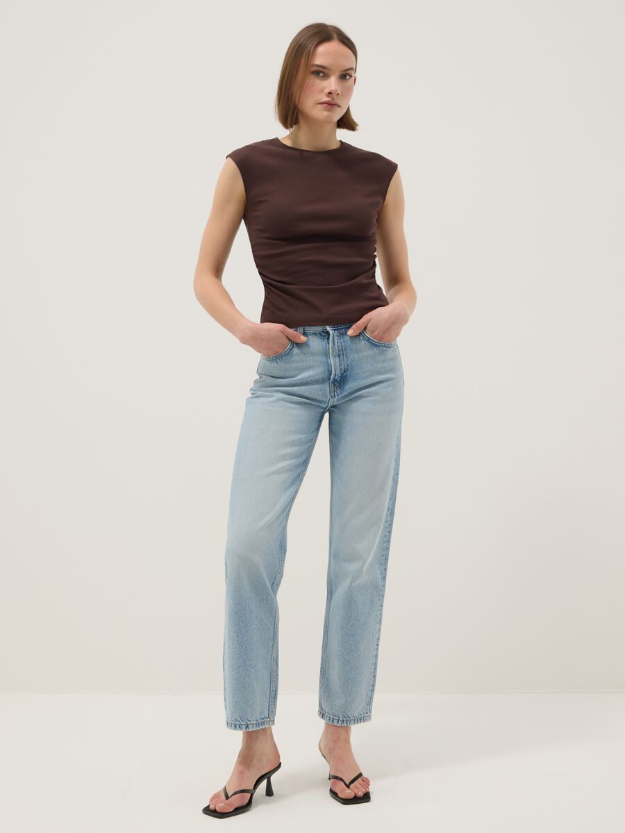 Tank top in puro cotone marrone regular fit_1