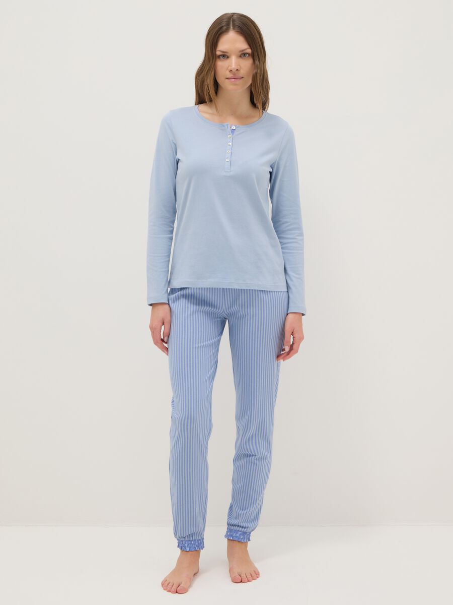 Blue striped pyjamas in pure cotton regular fit_0