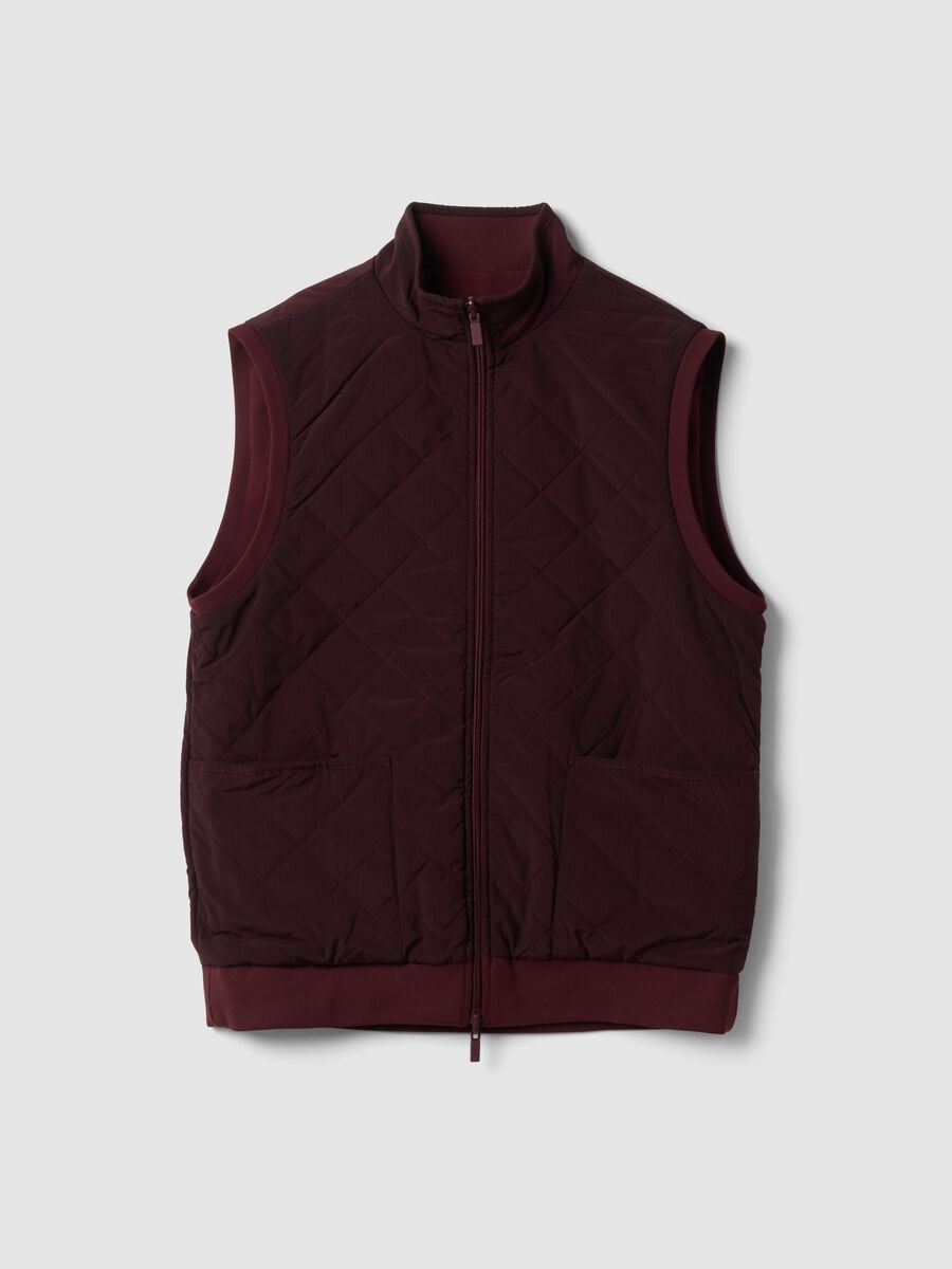 Red reversible stretch-cotton gilet with collar, regular fit_1