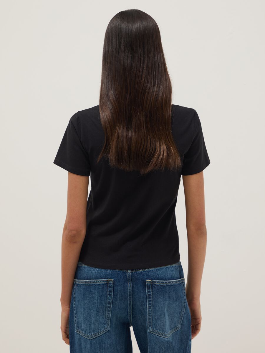 Black pure cotton short-sleeve T-shirt_3