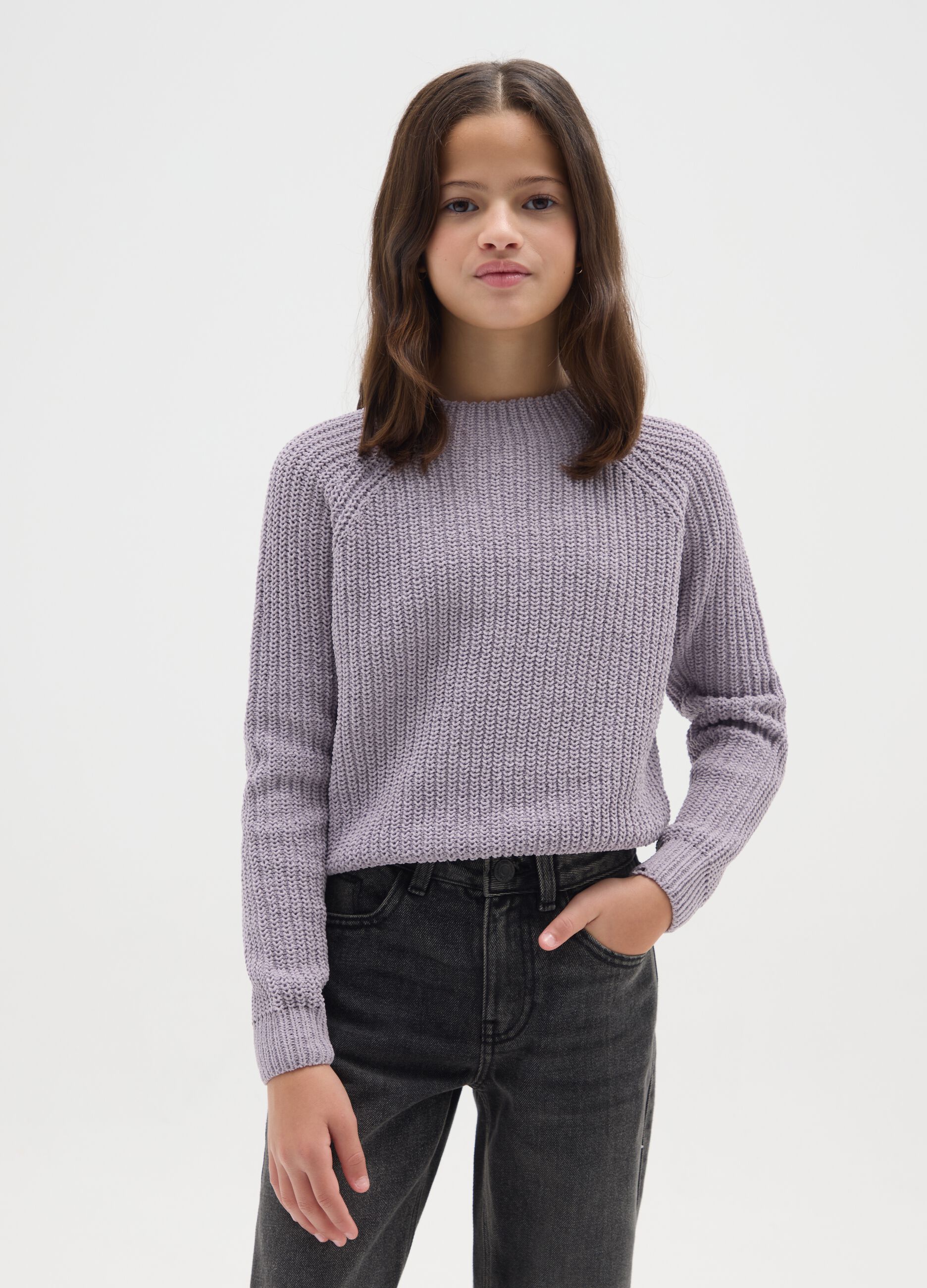 Girls' purple regular fit jumper