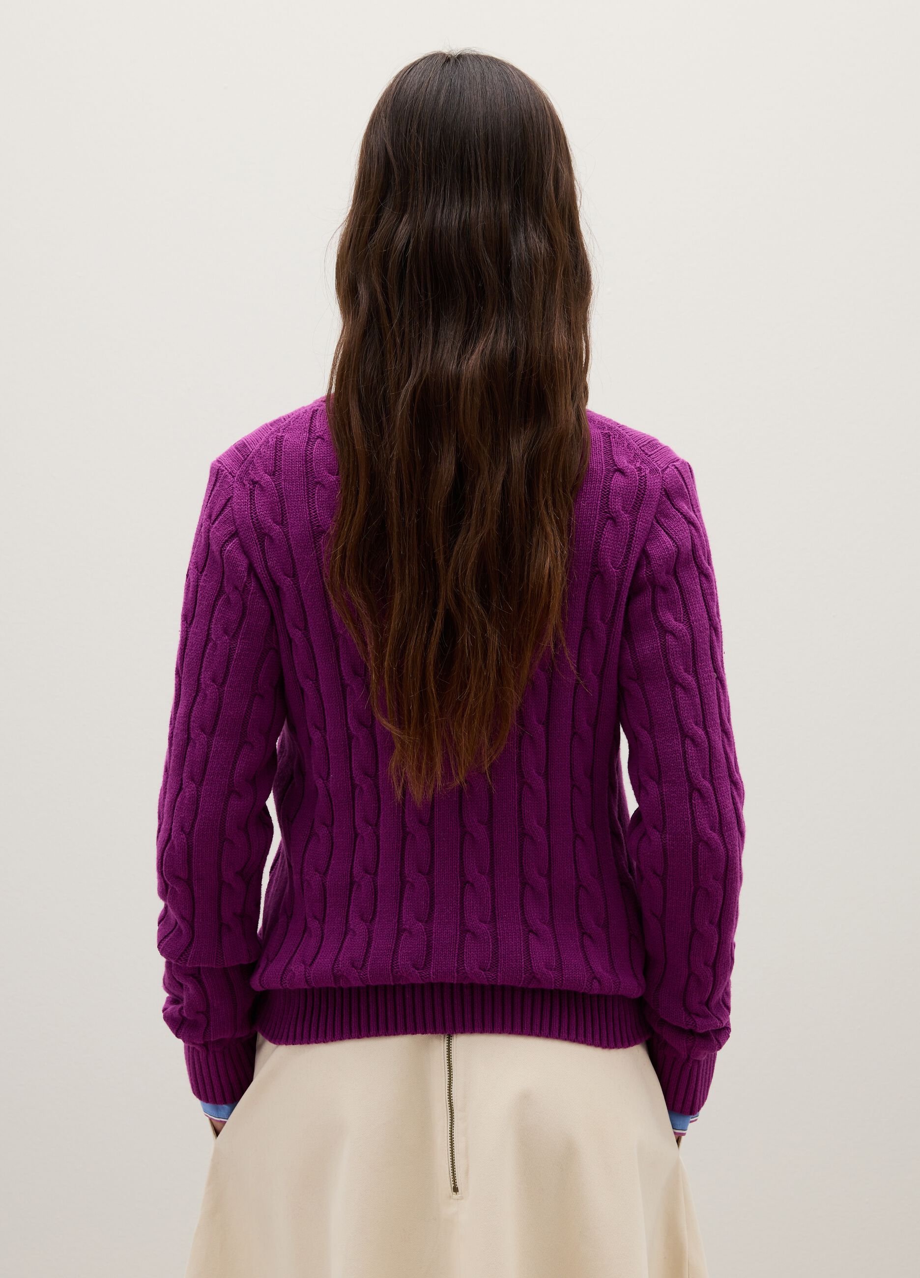 Maglione in puro cotone viola regular fit