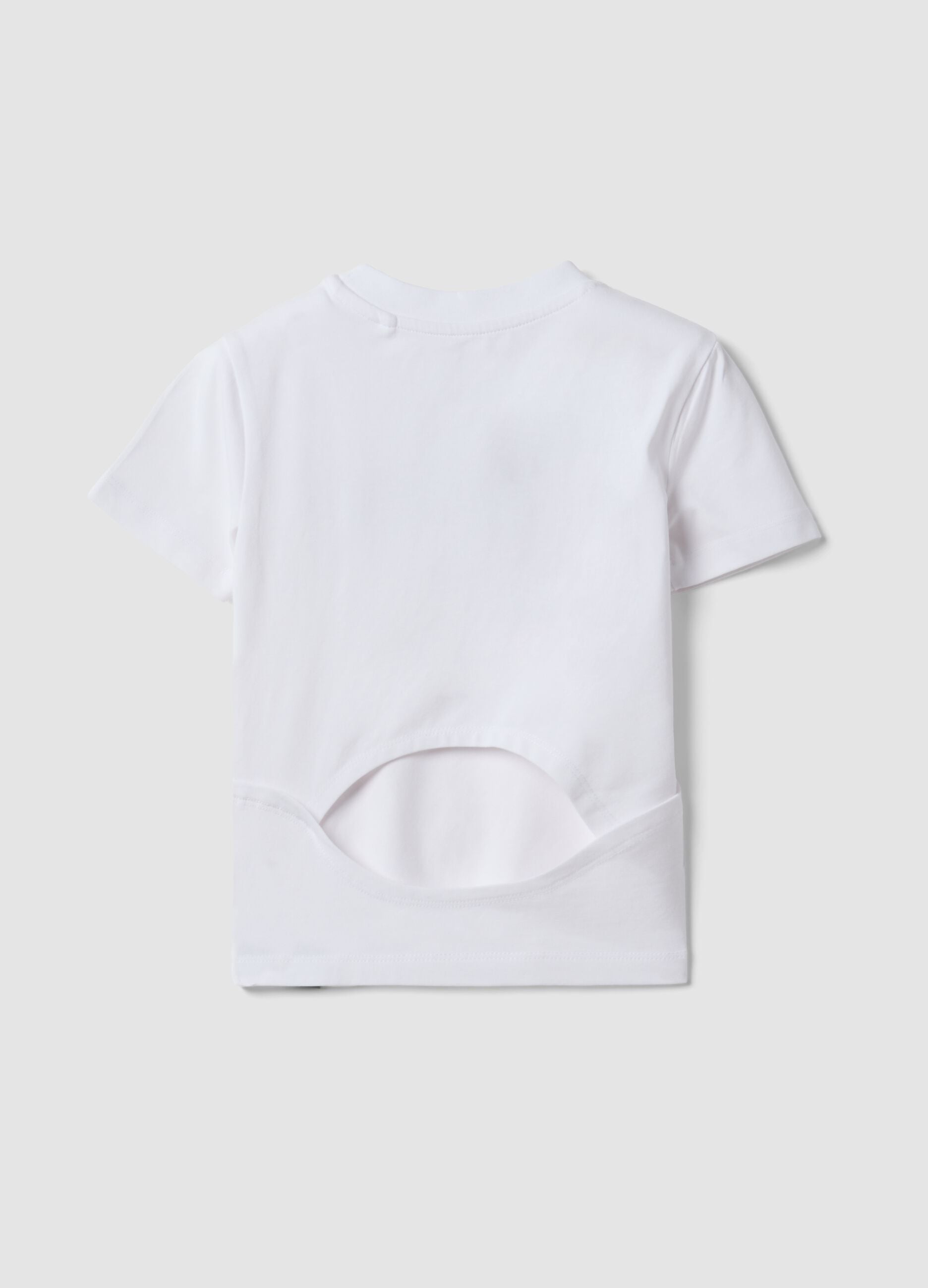 White stretch cotton jersey T-shirt with graffiti slogan for girls
