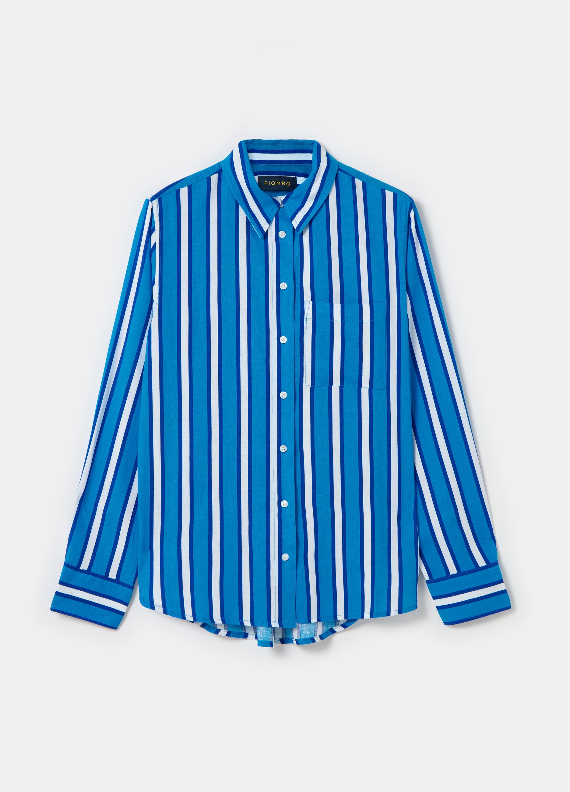 Camicia in lino e viscosa a righe