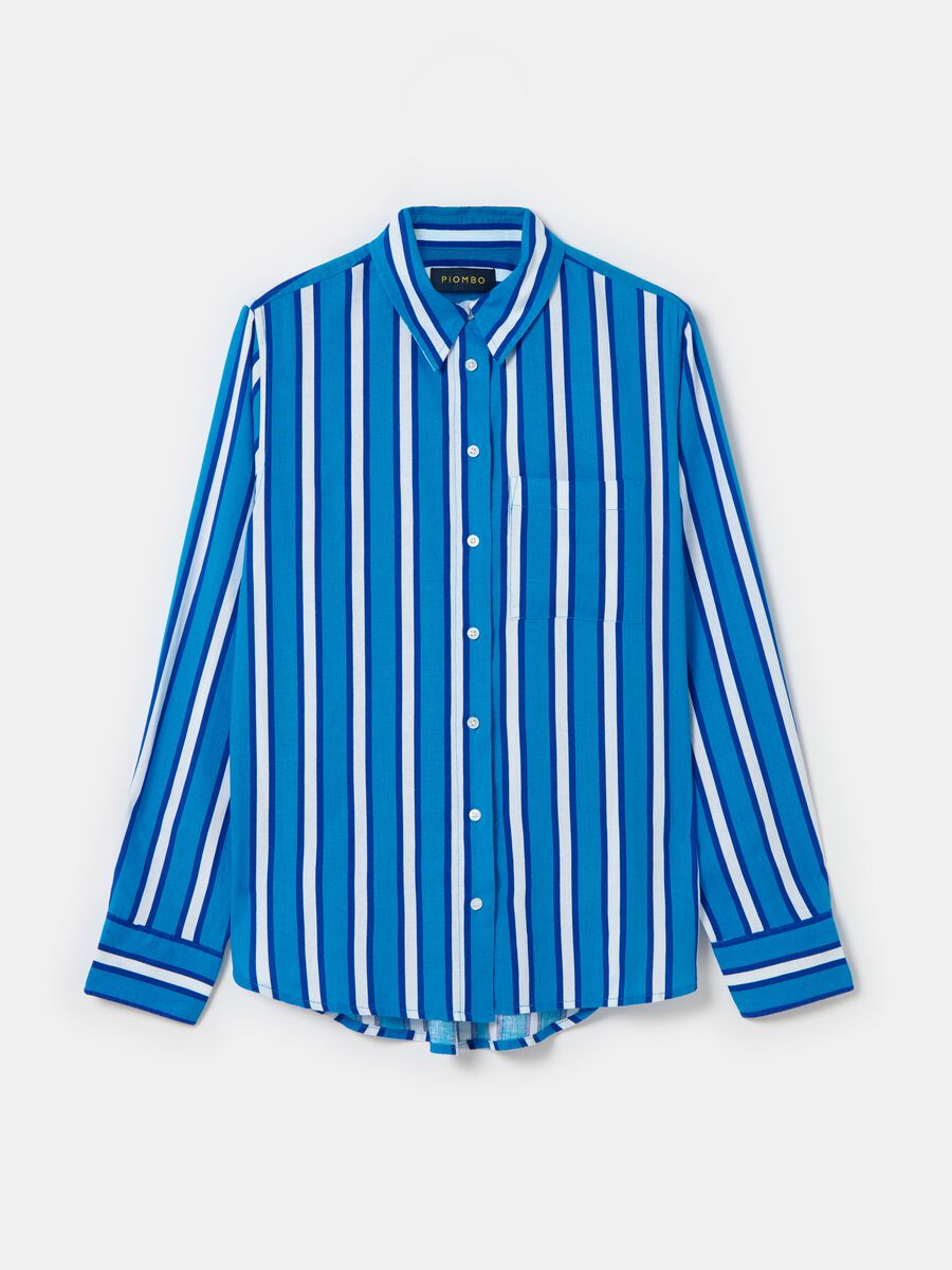 Striped shirt in linen and viscose_3