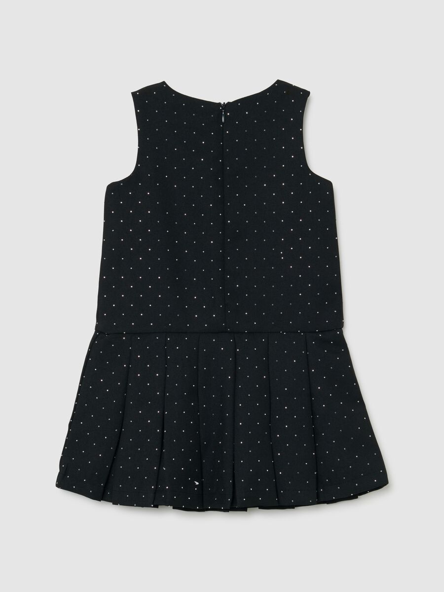 Sleeveless black polka dot dress for girls with regular fit_1